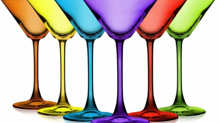 Martini Glass –  Party Color Full Accent Martini/Cocktail 10 oz Wine Glasses Kit – Set of 6 Additional Vibrant Colors Available | Rental