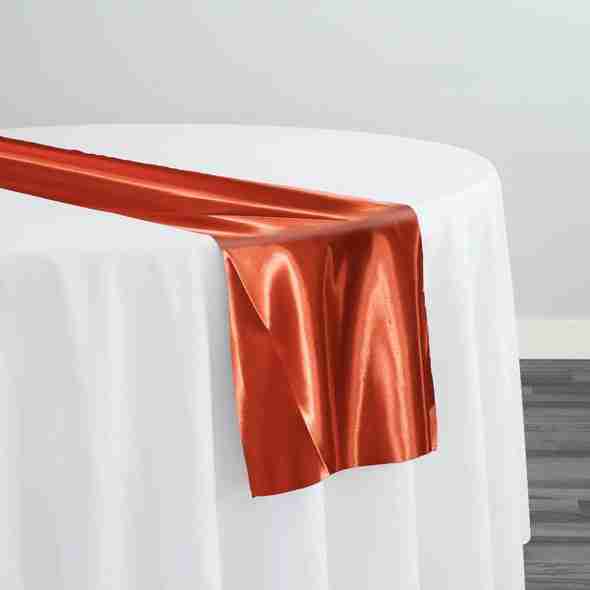 Bridal Satin Table Runner in Rust 375 | Rental