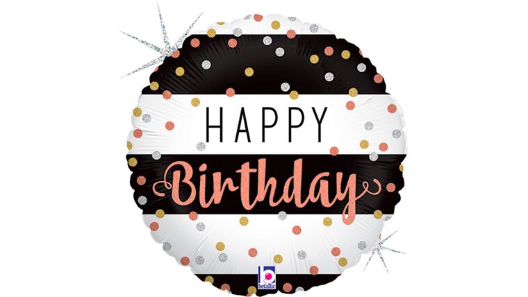 18″ Birthday Rose Gold Holographic Metallic Balloon | Purchase | Rental