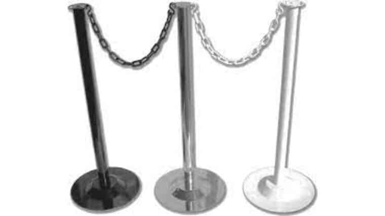 38″ White Powder Coat Finish Metal Stanchion Post & Base Only | Rental 38″ White Powder Coat Finish Metal Stanchion Post & Base Only | Rental