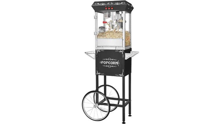 Popcorn – 8 oz. Black Popcorn Machine W/Cart | Rental