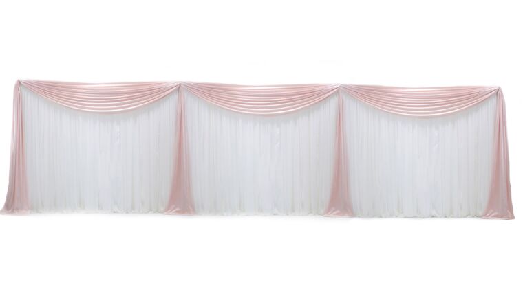 Drapery – Package – 3 Panel Fabric Backdrop 7′ – 12′ (Choose Colors/Fabrics) | Rental