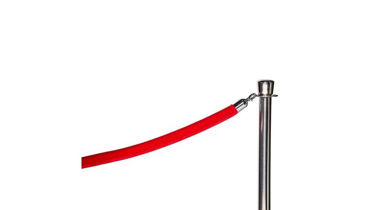 6.5’ x 2” Red Polyester Velour Stanchion Rope w/Chrome Snap Clasp | Rental 6.5’ x 2” Red Polyester Velour Stanchion Rope w/Chrome Snap Clasp | Rental