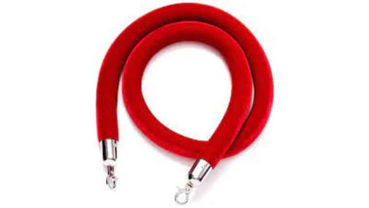8′ Red Velvet Stanchion Rope w/Chrome Snap Claps | Rental