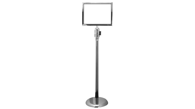 8″ x 11″ Chrome Metal Stanchion Horizontal Sign Holder | Rental 8″ x 11″ Chrome Metal Stanchion Horizontal Sign Holder | Rental
