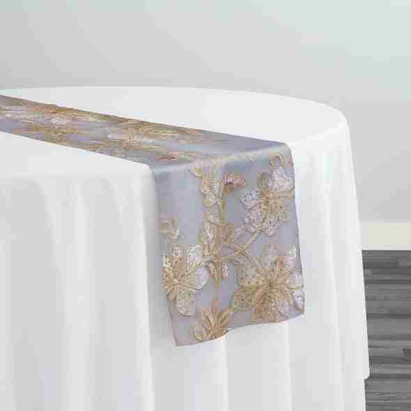 Claire Lace Table Runner in Champagne | Rental