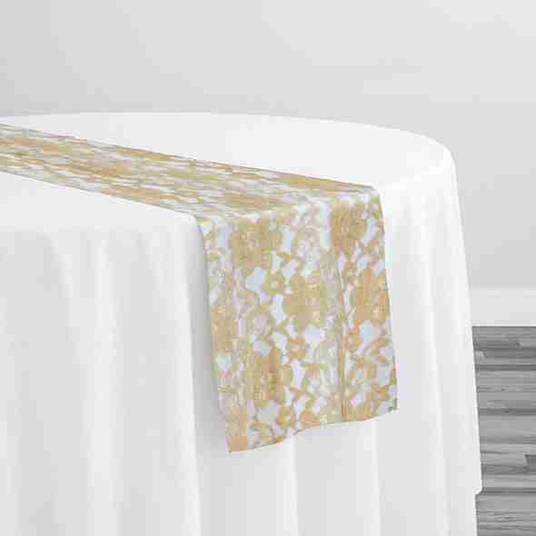 Classic Lace Table Runner in Champagne 1341 | Rental