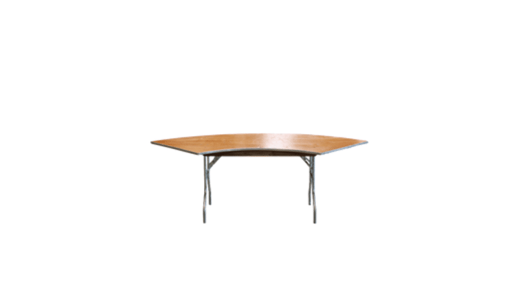 Banquet Table | Wood | Serpentine | 6′ X 2.5′ x 30″h | Rental Banquet Table | Wood | Serpentine | 6′ X 2.5′ x 30″h | Rental