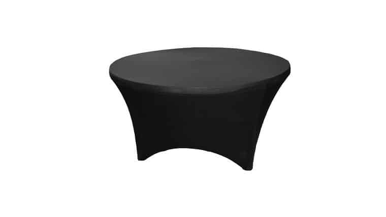 Spandex | Black | 48″ Round Spandex Tablecloth | Rental