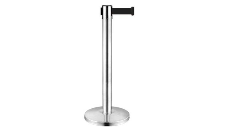 Chrome Stanchion Pole w/Black Retractable Belt Kit | Rental
