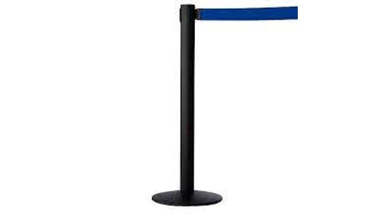 7.5′ Black Retractable Stanchion Pole w/Blue Belt Kit | Rental