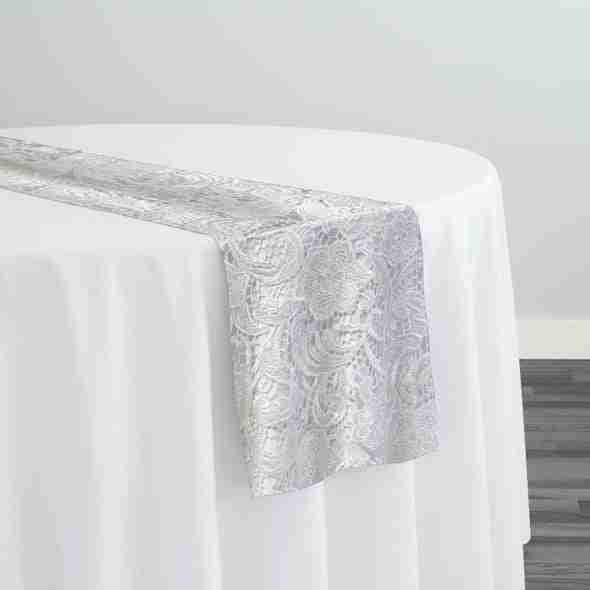 English Lace Table Runner in White | Rental