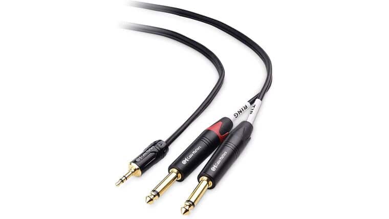 3.5mm TRS to Dual 6.35mm TS Breakout Cable 6 ft, 1/8 to Dual 1/4 Cable | Rental