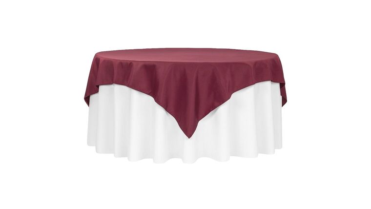 Polyester | 72" Square Polyester Overlay/Tablecloth - Burgundy | Rental