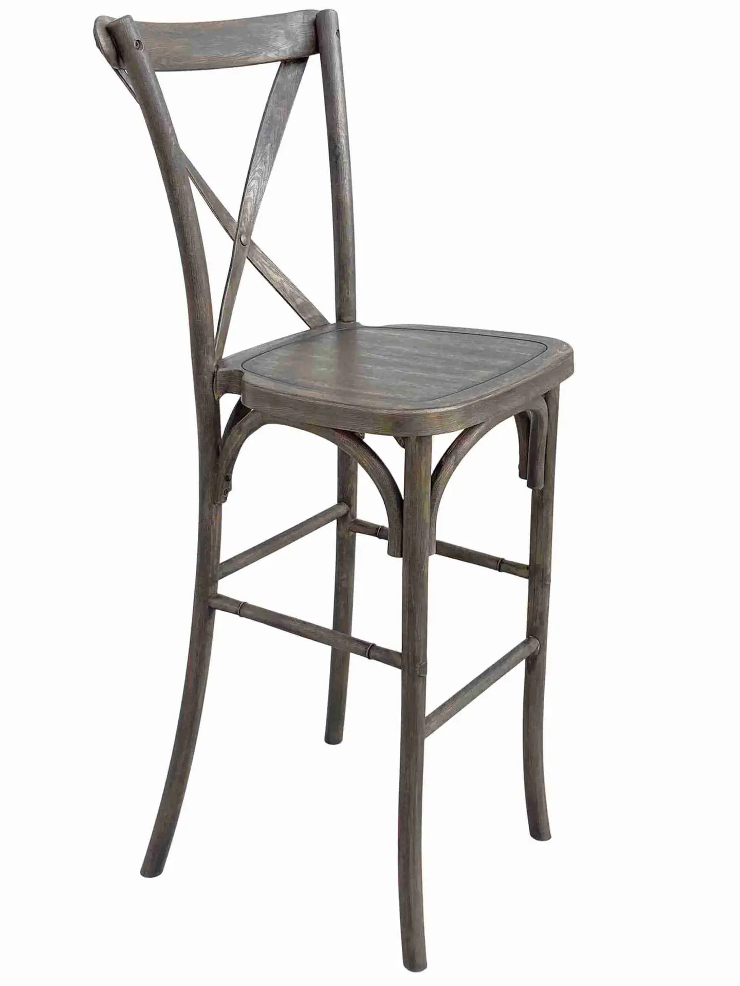 Fruitwood Resin Steel Skeleton™ Cross Back Barstool (Per Unit Price Shown – Sold only in Quantities of 2) Some Assembly Required | Rental Fruitwood Resin Steel Skeleton™ Cross Back Barstool (Per Unit Price Shown – Sold only in Quantities of 2) Some Assembly Required | Rental