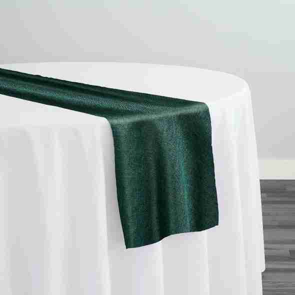 Imitation Burlap Table Runner in Hunter Green | Rental