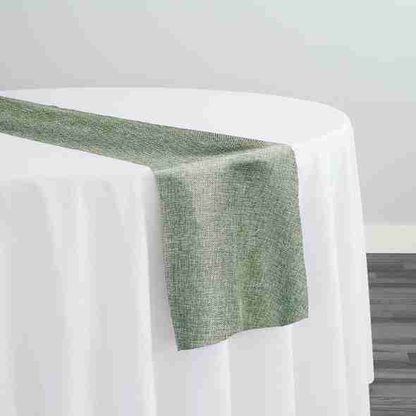 Imitation Burlap Table Runner in Sage | Rental Imitation Burlap Table Runner in Sage | Rental