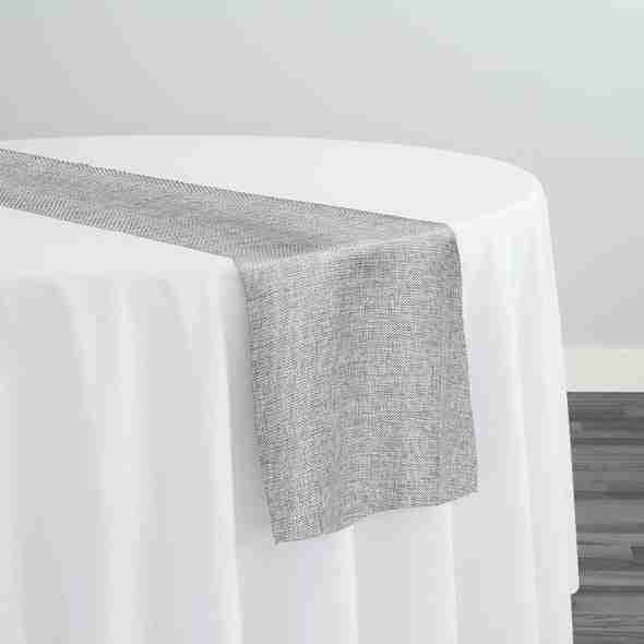 Imitation Burlap Table Runner in Silver | Rental Imitation Burlap Table Runner in Silver | Rental