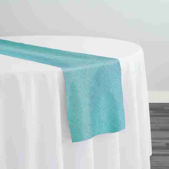 Imitation Burlap Table Runner in Teal Green | Rental Imitation Burlap Table Runner in Teal Green | Rental