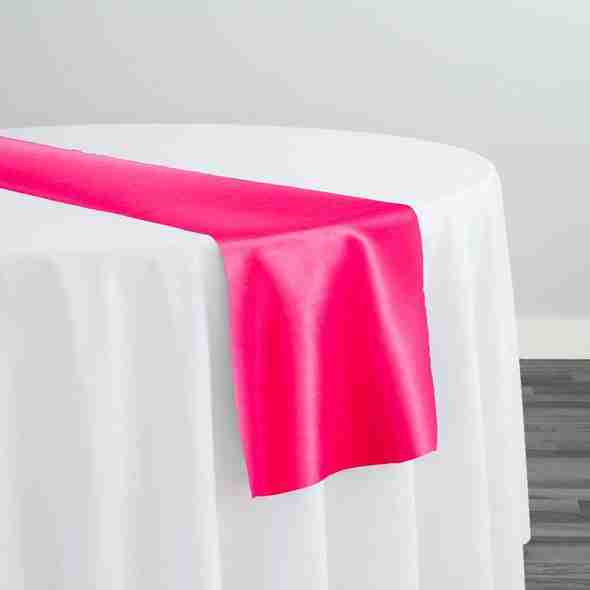 Lamour (Dull) Satin Table Runner in Fuchsia 1195 | Rental Lamour (Dull) Satin Table Runner in Fuchsia 1195 | Rental