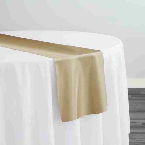 Lamour (Dull) Satin Table Runner in Gold 1325 | Rental Lamour (Dull) Satin Table Runner in Gold 1325 | Rental