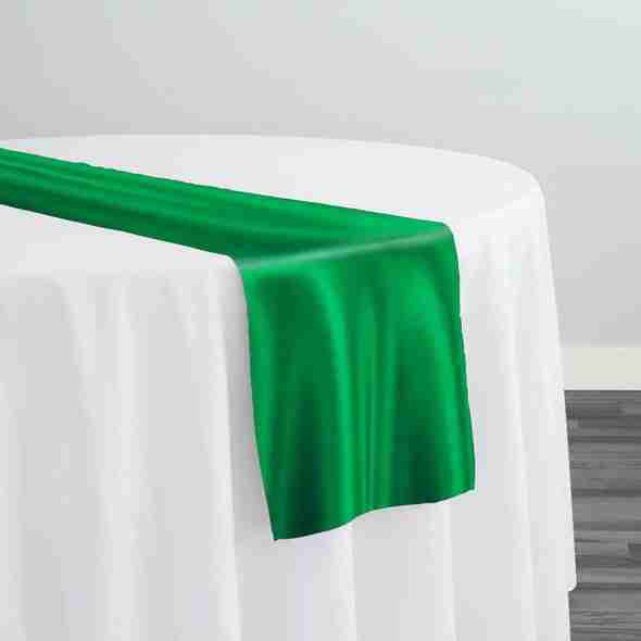 Lamour (Dull) Satin Table Runner in Kelly Green 1260 | Rental Lamour (Dull) Satin Table Runner in Kelly Green 1260 | Rental