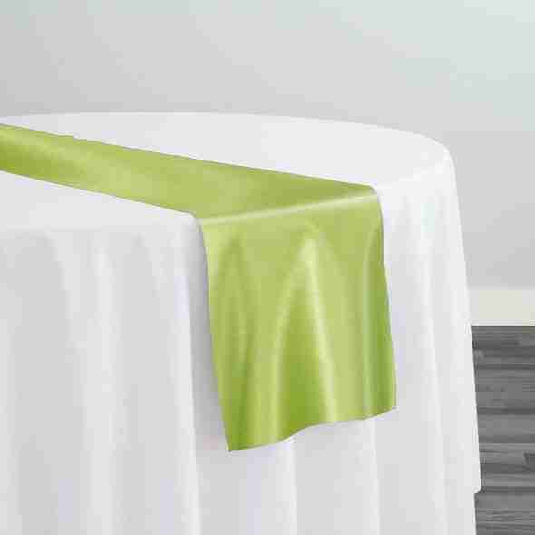 Lamour (Dull) Satin Table Runner in Lime 1296 | Rental Lamour (Dull) Satin Table Runner in Lime 1296 | Rental
