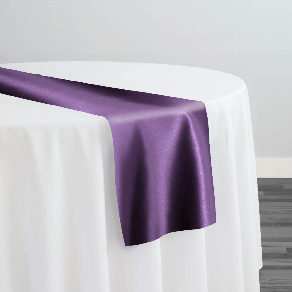 Lamour (Dull) Satin Table Runner in Purple 9685 | Rental Lamour (Dull) Satin Table Runner in Purple 9685 | Rental