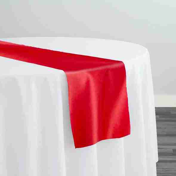 Lamour (Dull) Satin Table Runner in Red 1192 | Rental Lamour (Dull) Satin Table Runner in Red 1192 | Rental