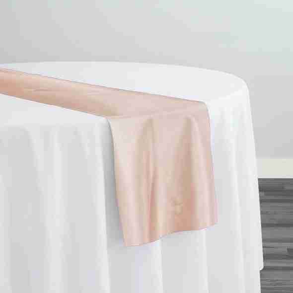 Lamour (Dull) Satin Table Runner in Taupe 1347 | Rental Lamour (Dull) Satin Table Runner in Taupe 1347 | Rental