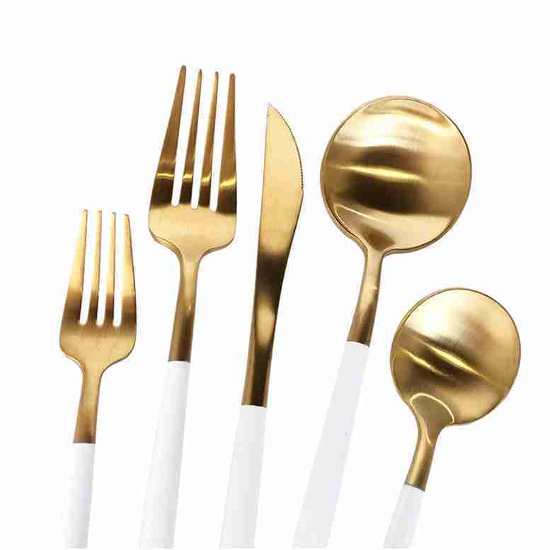 Luna Modero Flatware/Cutlery in Gold/White | Rental