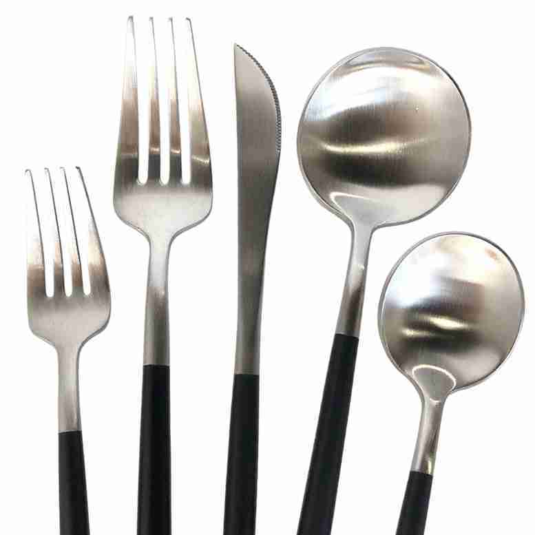 Luna Modero Flatware/Cutlery in Silver/Black | Rental Luna Modero Flatware/Cutlery in Silver/Black | Rental