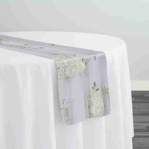 Ribbon Mesh Lace Table Runner in Ivory | Rental