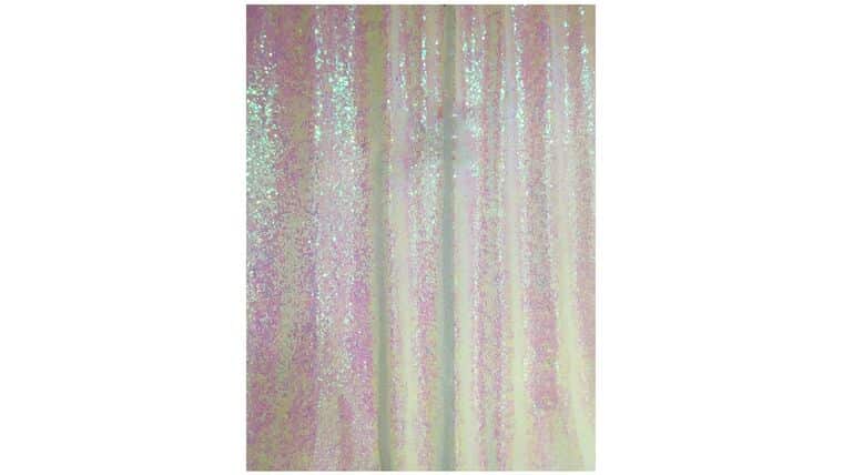 Drapery – Sequin Curtin Backdrop – 8′ x 8′ Iridescent White | Rental