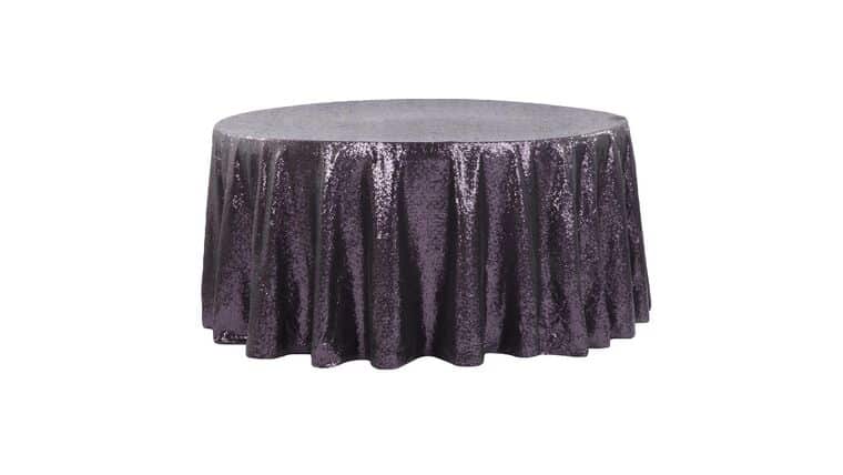 Glitz Sequins 120″ Round Tablecloth – Eggplant/Plum | Rental
