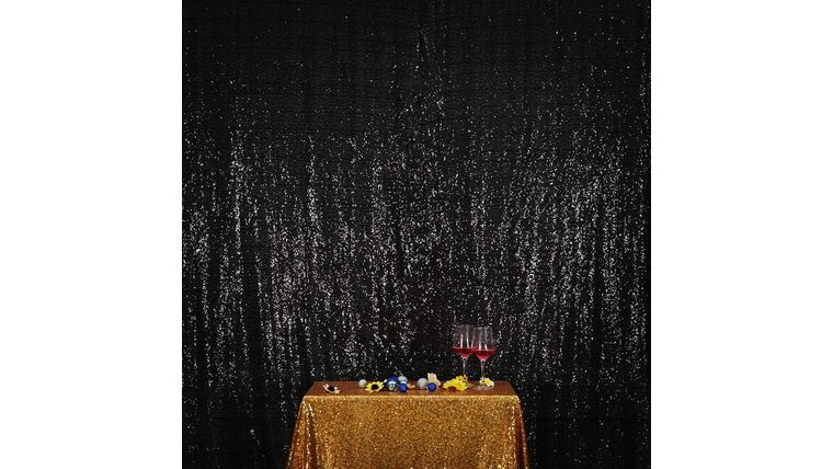 Drapery – Sequin – Black Sequin Curtain Backdrop – 8′ x 8′ | Rental