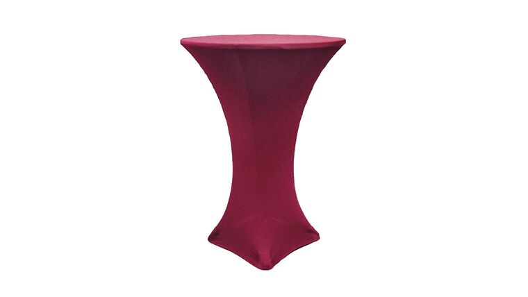 Spandex | Burgundy | 30″ Round Cocktail Table Cover Rental | Rental Spandex | Burgundy | 30″ Round Cocktail Table Cover Rental | Rental