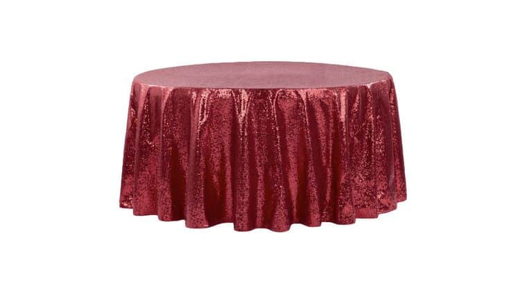 Glitz Sequins 120″ Round Tablecloth – Burgundy | Rental