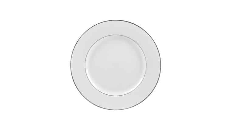 White/Silver Double Line Lunch Plate – 9.125″ | Rental
