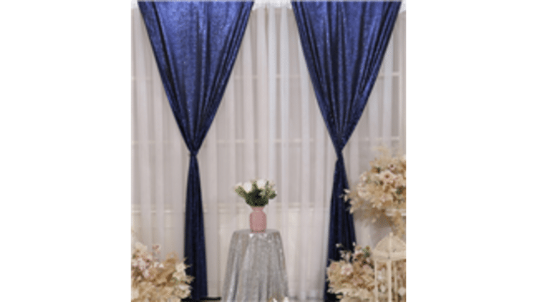 Drapery – Sequin Curtain Backdrop – 8′ x 8′  Navy Blue | Rental