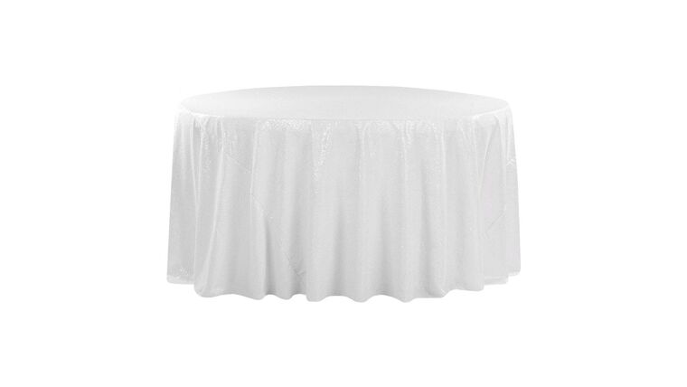 Glitz Sequins 120″ Round Tablecloth – White | Rental