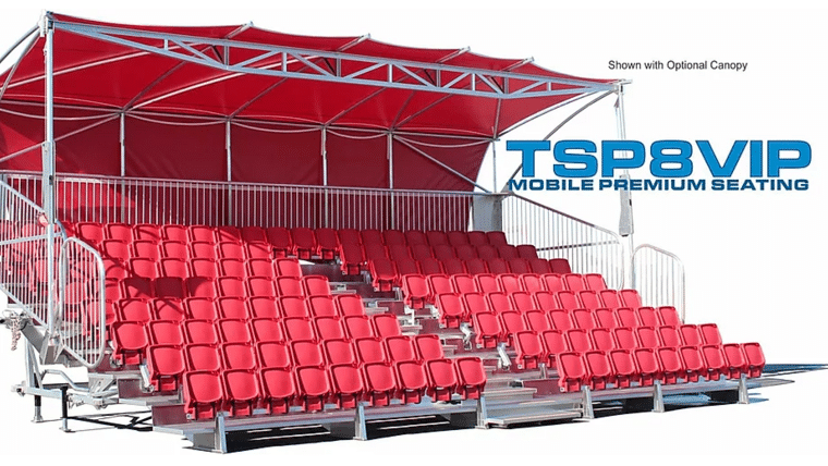 Bleacher – TSPVIP8-45 Mobile Grandstand Premium Seating Trailer (Seats 219*) | Rental Bleacher – TSPVIP8-45 Mobile Grandstand Premium Seating Trailer (Seats 219*) | Rental