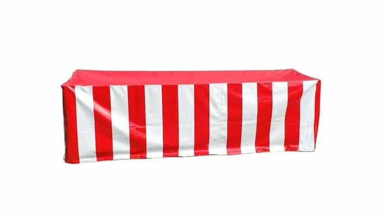 Vinyl 8′ Banquet Table Cover, Red & White | Rental Vinyl 8′ Banquet Table Cover, Red & White | Rental