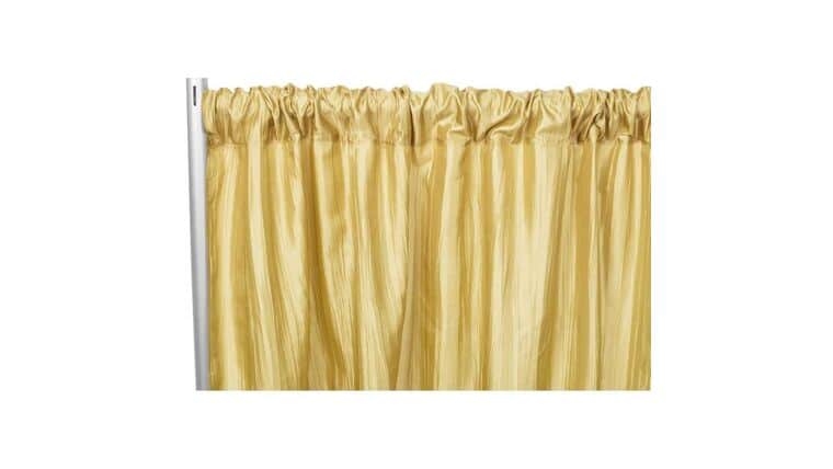 10′ Accordion Crinkle Taffeta Drape/Backdrop Starter Kit – Gold | Rental 10′ Accordion Crinkle Taffeta Drape/Backdrop Starter Kit – Gold | Rental