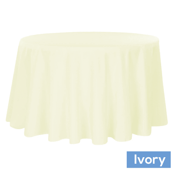 132" Round 200 GSM Polyester Tablecloth - Ivory | Rental