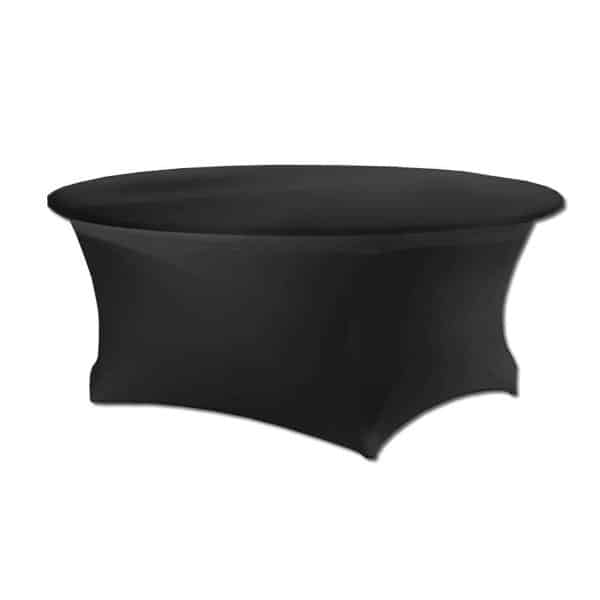210 GSM Better Quality/Best Value Quality 60" Round Spandex Table Cover - Black | Rental