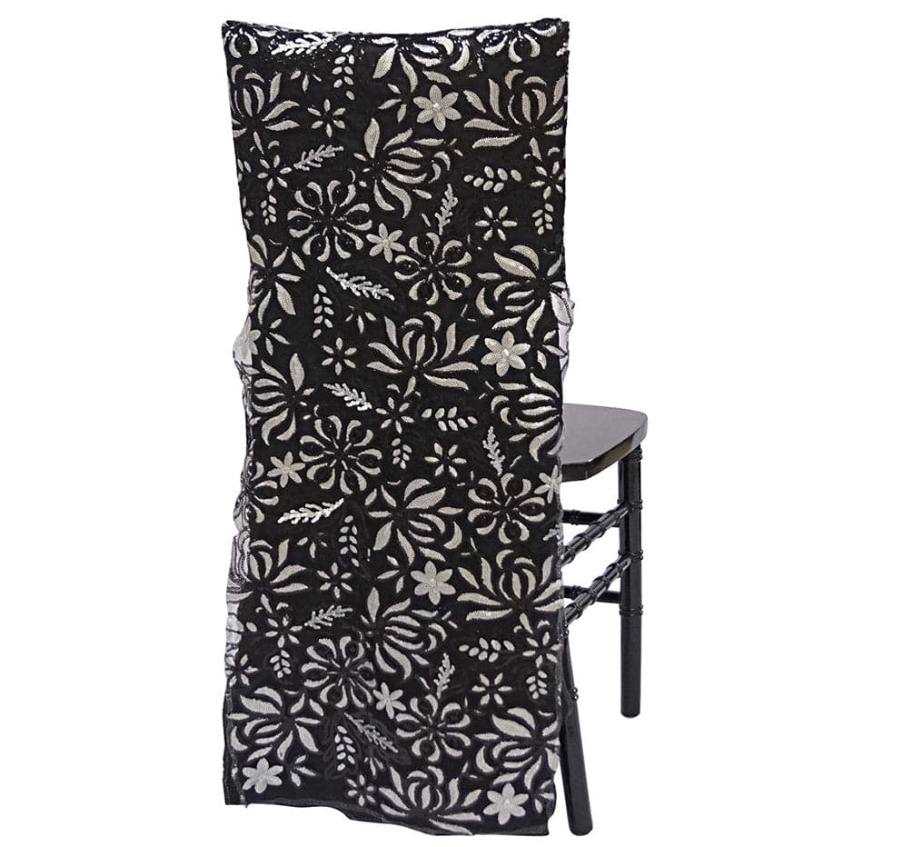 Starlight Sequins Chair Back – Black/Silver | Rental Starlight Sequins Chair Back – Black/Silver | Rental