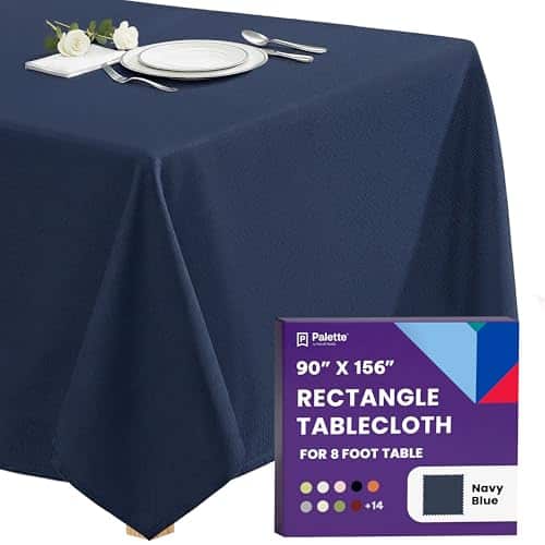 Gee Di Moda Rectangle Tablecloth – 90 x 156 Inch – Navy Blue Rectangular Table Cloth for 8 Foot Table in Washable Polyester – Great for Buffet Table, Parties, Holiday Dinner, Weddi | Rental