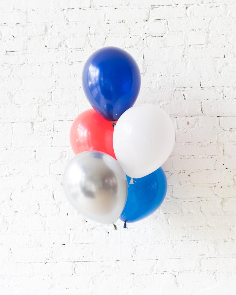 Red, White and Blue Palette 11in Balloons – bouquet of 5 | Purchase Red, White and Blue Palette 11in Balloons – bouquet of 5 | Purchase