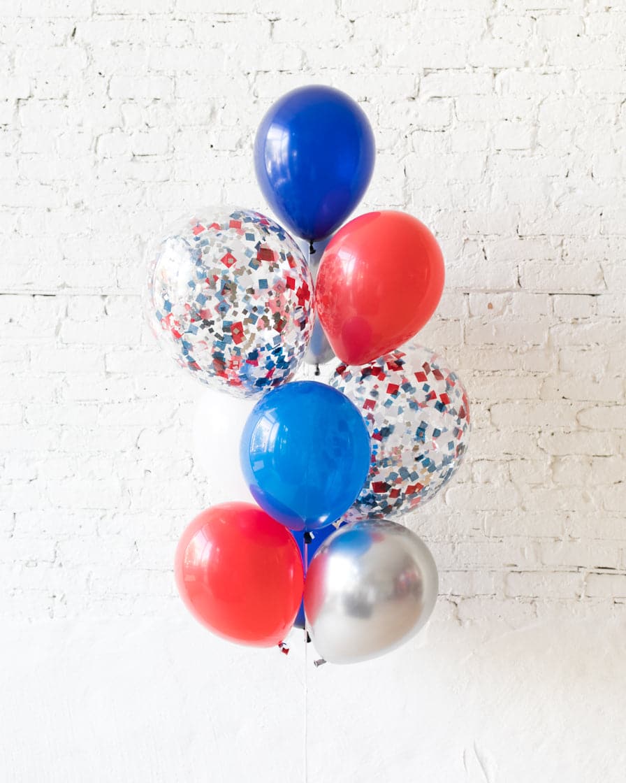Red, White and Blue Palette Confetti and 11in Balloons – bouquet of 10 | Purchase Red, White and Blue Palette Confetti and 11in Balloons – bouquet of 10 | Purchase
